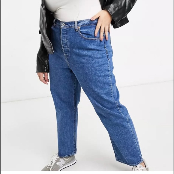 Levi’s Ribcage Straight High Rise Button Fly Ankle Denim Blue Jeans Women’s 20W - Picture 2 of 15